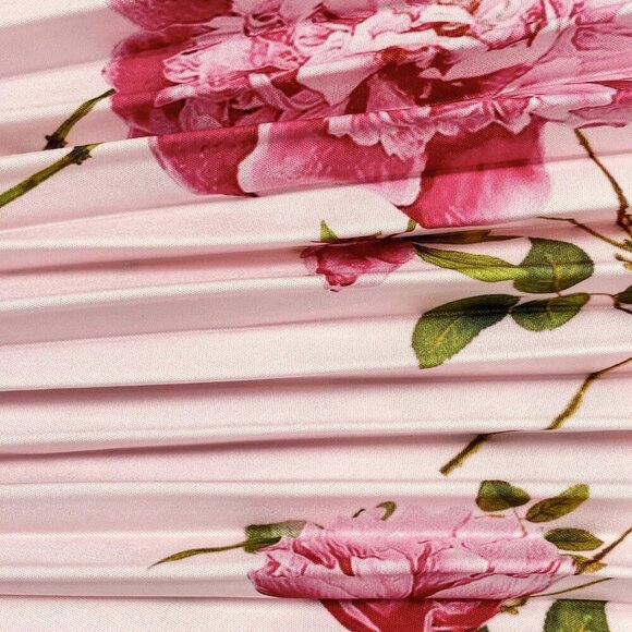 Pink Boho Women's Plus Size Floral Printed Pleated Sleeveless Cami Dress Outfit - Picture 4 of 7